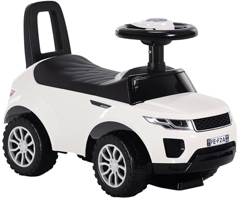 HOMCOM Porteur Enfant Véhicule à Pousser, Porteur Bébé avec Klaxon, Compteurs Factices et Coffre à Jouets, pour Enfants de 12 à 36 Mois, Blanc