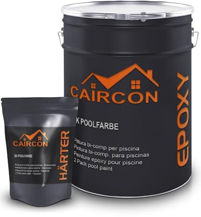 CAIRCON 2K Poolfarbe Schwimmbadfarbe für Betonbecken, wetterfest - Quarzgrau 10kg