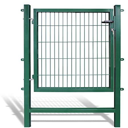 Gartentore Easy mit 100 cm Breite - Farbe und Höhe wählbar (Besonderheit : kein ausrichten der Pfosten notwendig durch Querverbindung !) Tor für Doppelstabmattenzaun (H 100 x B 100 cm, grün)