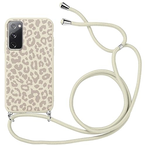 Yoedge 2 in 1 Handykette Handyhülle für Samsung Galaxy S20 FE 5G 6,5 hülle,Silikon Motiv mit Kordel zum Umhängen,Verstellbarer Necklace,Vollkörperschutz Cover für Samsung S20 FE 5G,Leopard Druck