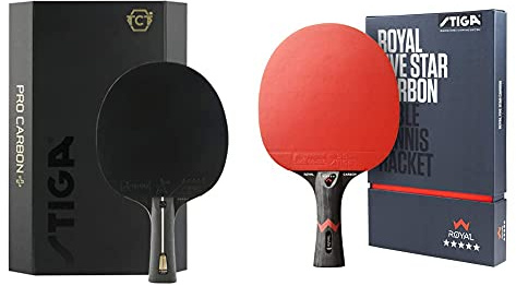 STIGA Unisex – Erwachsene Pro Carbon + Tischtennisschläger, rot/schwarz, One size