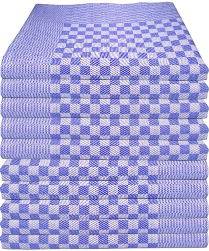 MTEXT Geschirrtücher Küchenhandtuch aus 100% Baumwolle 10 Stück Pack, 50x70 cm, 80g, rot weiß karriert (Blau)