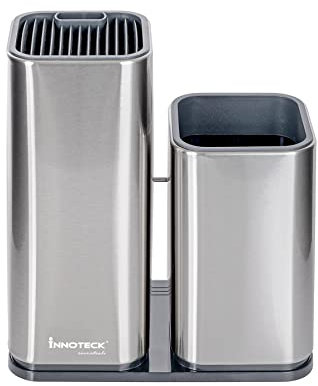 nnoteck Essentials - Set di coltelli in Acciaio Inox 3 in 1 e Porta Utensili, Posate da Cucina, Utensili, Organizer per coltelli, Aiuto per la conservazione del bancone della Cucina