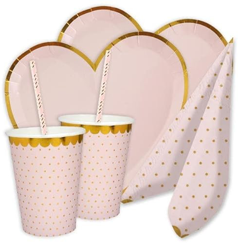 Geburtstagsfee Baby Girl Basicset, Gold gepunktet, 50-teilig Tischdekoration Babyparty Mädchen