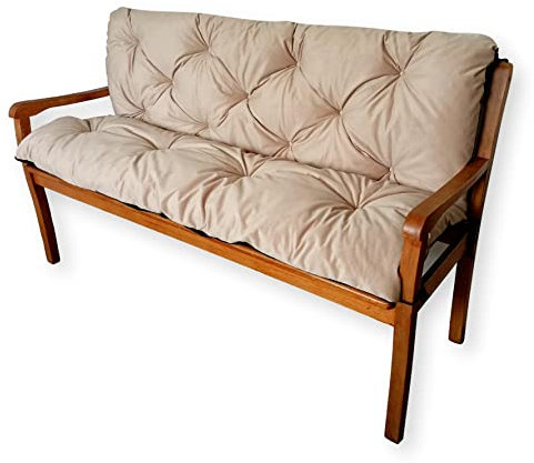 4L Textil Gartenbankauflage Hollywoodschaukel Auflage Bankauflage Outdoor Sitzkissen Bank Gartenbank Auflage Bankkissen Sitzauflage Bank (120x60x50 cm, Beige)