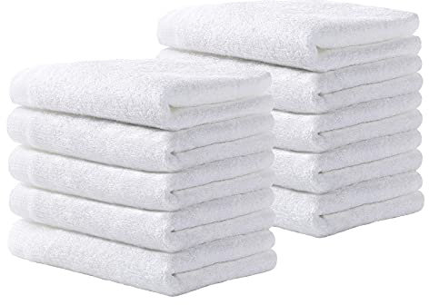 Yoofoss Bamboo Face Cloths 10 Pack Baby Wash Cloths Towel Set for Bathroom-Hotel-Spa-Kitchen Multi-Purpose Face Towels Fingertip Towels & WashCloths 25x25cm - White