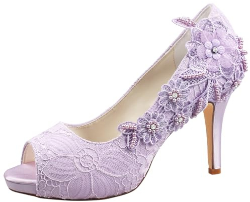 Emily Bridal Wedding Shoes Lace Wedding Shoes Lace Peep Toe High Heel Bridal Shoes