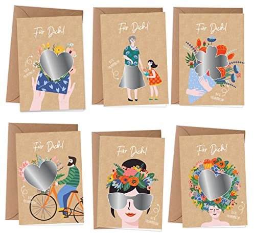 Juego de 6 tarjetas plegables para rascar, diseño retro 02