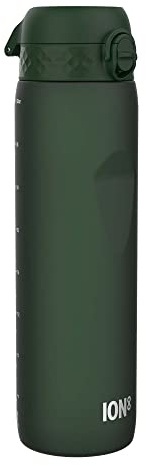 Ion8 Gourde 1l, 1000ml, Anti-Fuite, Facile à Ouvrir, Verrouillage Sécurisé, Poignée de Transport, Lavable en Lave-vaisselle, Sans BPA, Idéale pour le Sport et la Salle de Sport, Vert Foncé