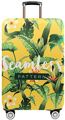 Hiseng Elastisch Kofferhülle Kofferschutzhülle Gepäck Elastisch Cover Reisekoffer Hülle Luggage Cover Spandex Kofferschoner Abdeckung Waschbar Gepäck Abdeckung (L (25-28 Zoll),Bananenblatt)