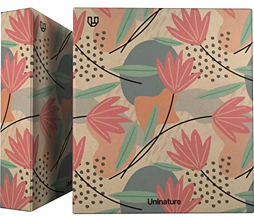 Unipapel | Ringbuch aus recyceltem Kraftpapier | A4 | 4 gemischte Ringe 40 mm | Uninature Design | Blumen | FSC Recycled 100%