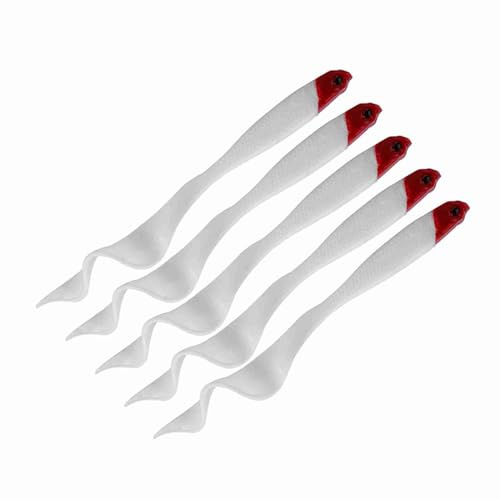 KIMISS 5 Stück 13 cm Gemischt, Angelköder Fisch Bass Snakehead Twist Peche Farbe PVC Weicher Köder (gemischte Farbe) (Roter Kopf)