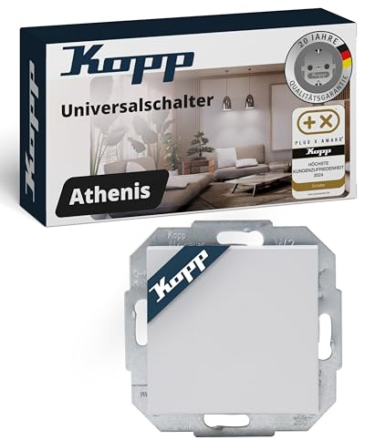 Kopp ATHENIS Universalschalter in Matt-Grau - Lichtschalter-Unterputz mit 10AX Schaltvermögen - Hochwertiger IP20 Schalter ohne Rahmen - Moderner Wechselschalter-Unterputz 250V~
