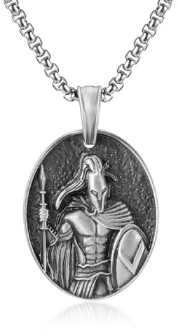 Antiker Griechischer Krieger-Anhänger, Griechische Helm-Halskette Für Männer, Punk-Krieger-Helm-Schild-Halskette Griechischer Helm-Amulett-Schmuck, Griechische Krieger-Medaillon-Anhänger-Halskette