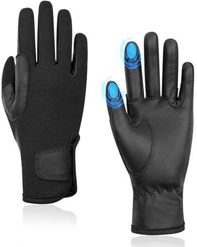 Thapower Guanti da equitazione in pelle per bambini, guanti da equitazione per bambini, per ciclismo, corsa, giardinaggio