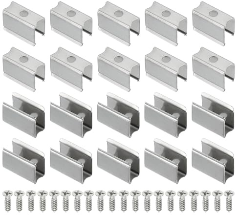 PATIKIL 60 Stk LED-Streifen Clips, Edelstahl Befestigungsklammern Halterung mit Schrauben für 6mm bis 7,5mm LED-Streifen Beleuchtungskabel