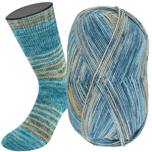 LANA GROSSA Meilenweit 100 Merino extrafine Luna | Hochwertiges Sockengarn, waschmaschinenfest | Handstrickgarn aus 75% Schurwolle & 25% Polyamid | 100g Wolle, Stricken & Häkeln | 420m Garn FB4113