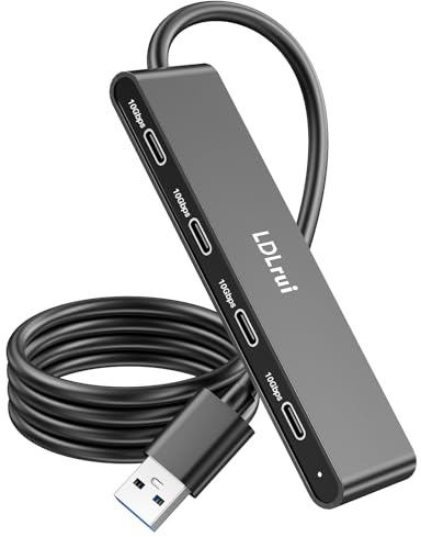 LDLrui Hub USB para PC, 10 Gbps, transmisión de alta velocidad, USB A a USB C Hub con cable largo (1,2 m), divisor USB con 4 puertos USB-C 3.2 para Mac Pro, Dell OptiPlex, Skytech Gaming, HP y Lenovo