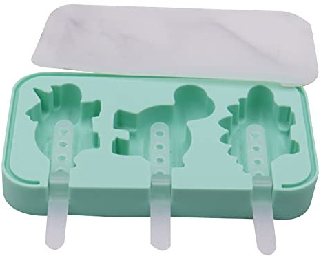 Moules en silicone à 3 trous pour crème glacée à faire soi-même, moules à sucettes glacées, moules de qualité supérieure en forme de dinosaure, accessoires de cuisson en silicone de qualité