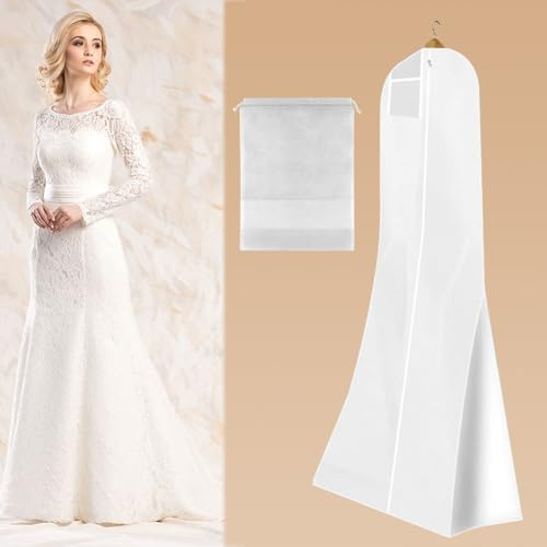 FTISSLY Kleidersack Lang 180 cm Brautkleid Hülle Transparent Kleidersäcke mit Reißverschluss Brautkleidhülle Atmungsaktiver Hochzeitskleider Kleiderhüllen für Brautkleider Abendkleider Lange Mäntel
