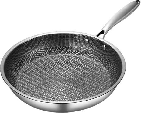 ,Topf Bratpfanne Edelstahl Bratpfanne Antihaft-Topf Kochgeschirr 28 cm Gebratener Steaktopf Einseitiger Waben-Küchengeschirr Wok