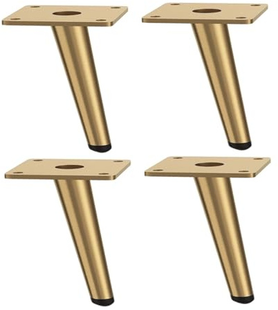 Hperu Furniture Legs,Brushed Replacement Legs Perfect for Mid-Century Modern/Great Hack for Sofa Leg TV Cabinet Leg,Chair Leg,Ottoman Leg 4PCS Golden 10cm Sofa Feet