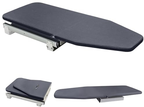 Vrietina Tabla de planchar plegable retráctil, 32.3 x 13 pulgadas, gris profundo, acero y madera