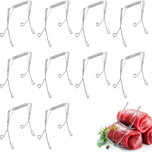 10 pinzas para rouladenspieße de acero inoxidable, reutilizables, agujas de rouladennadeln de acero inoxidable Rostfrei,Rouladenringe o Rouladenspieße Alternativa a las agujas de Rouladennadeln