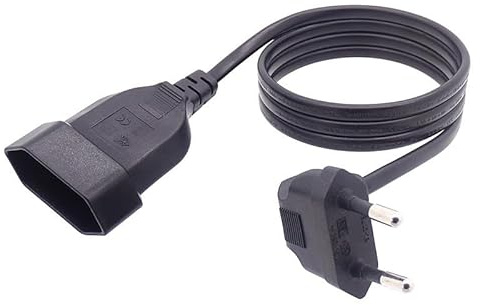 Okaywork 90 Grad rechtwinkliges Euro-Stromverlängerungskabel 0.3m verlängerungskabel kurz 2 Adern,24 Litzen 0,75 mm² Typ-C-Stecker-Eurostecker auf Typ-C Eurobuchse für PC Computer Monitor, TV,Schwarz