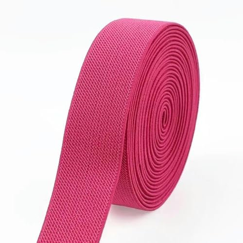 2-10M 38mm Bandas de goma coloridas Banda elástica de nailon Banda elástica para pantalones Cinta de goma Banda elástica ancha Accesorio de costura - Rosa roja - 38 mm - 3 metros
