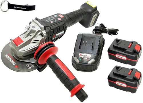 HEADNMORE® Parkside Performance® Amoladora angular inalámbrica 20V AP 20Li + llavero HEADNMORE® (batería 2x4Ah)