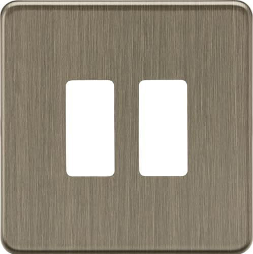 Knightsbridge 2G Grid Faceplate - Antique Brass