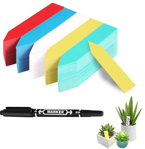 Gekamoyue Set di 100 Etichette per Piante, 10 x 2 cm Etichette a Innesto per Giardini con 1 Penna, Intemperie Cartellini per Piante per Giardini, Frutteti o Fattorie