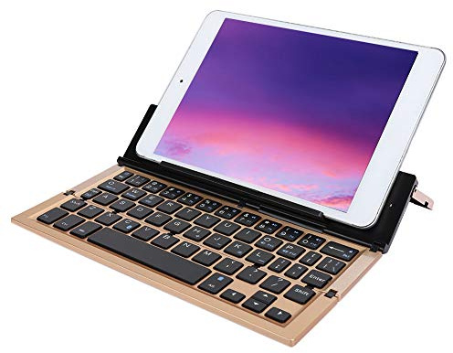 LOCADENCE Mini Tastiera Bluetooth Pieghevole con Supporto, Tastiera Pieghevole Portatile Oro, Tascabile Ricaricabile Tastiere in Alluminio Aeronautico per Telefoni Tablet