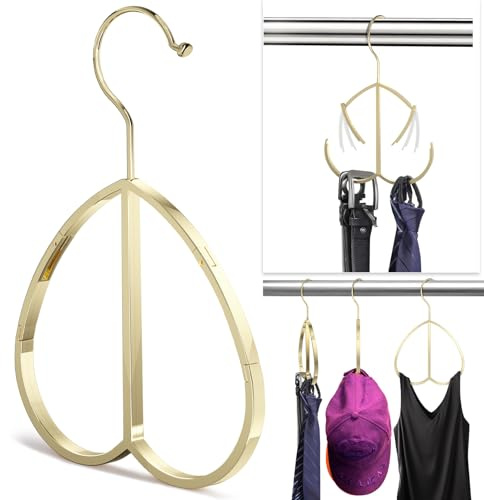 Multipurpose Closet Hangers- Tie and Belt Hanger for Closet- Ideal for Storing Belts, Ties, Scarfs, Baseball Hats, Purses & More- Great Space Saving Belt Organizer for Wardrobe