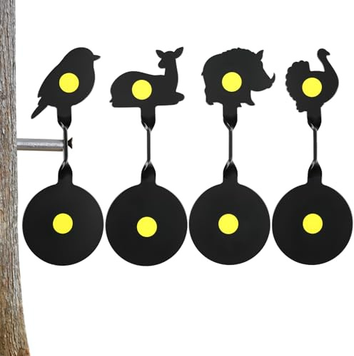 Acuxiaza 4 Stück Spinner Zielscheibe für Luftgewehre, Metall-Hängeziel | Zurücksetzen Schießziel für Schießschießen und Training, 3 mm Dick Ziel