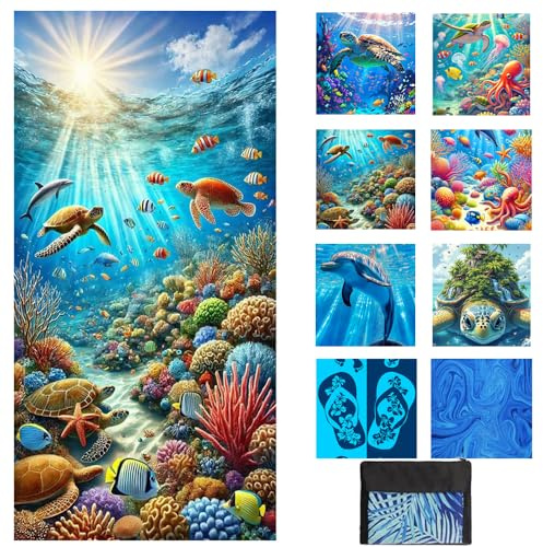 Strandtuch Mikrofaser Beach Towel Badetuch Sandfrei XXL Schnelltrocknend Strandhandtuch Damen Groß Strandtücher Sommer Strandlaken Meerestiere Strand Zubehör Must Haves Geschenke für Damen 180*80