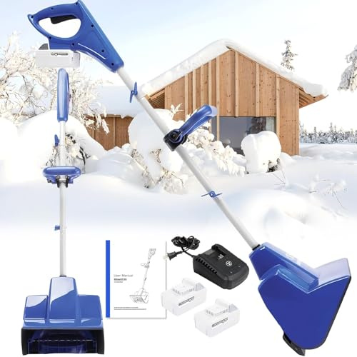 LYJIANGXIN Pala Quitanieves EléCtrica, 28 Cm De Ancho Y 18 Cm De Profundidad, para Entradas De VehíCulos, Terrazas, Aceras, Escalones, Quitanieves Manual con Potente Motor Y Mango Ajustable