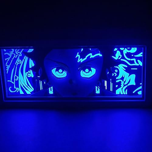 Lampada LED Demon S. 3D RGB con Telecomando – Luce Notturna Anime in Acrilico, Multicolore USB, Decorazione Camera, Scrivania e Gaming Room, Idea Regalo Fan Kimetsu no Yaiba (DEMON S.)