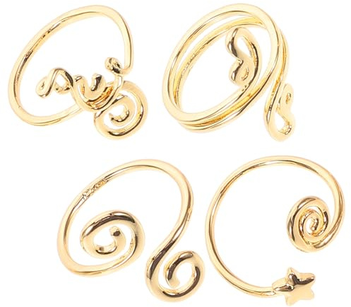 Artibetter Verstellbare Zehenringe für Damen, 4 Stück aus Messing, Gold | Zirkonia Dekor, Offenes Design, Angenehm Tragbar, Wasserfest für Sommer und Strand