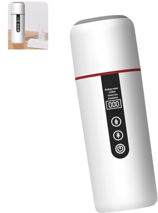 Snorvixre Bollitore da viaggio isolato, 500 ml, con alimentazione USB, per zaino in spalla, viaggi su strada, tazza riscaldante da viaggio con USB per caffè e
