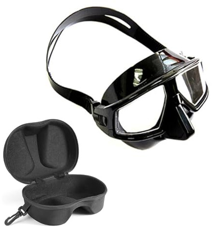 Perspective Casual Fit Rosin Frame Tauchmaske mit geringem Fassungsvermögen, inklusive Reiseaufbewahrung, Twin Link und Spearfishing Maske mit voller Auflösung für Sportler