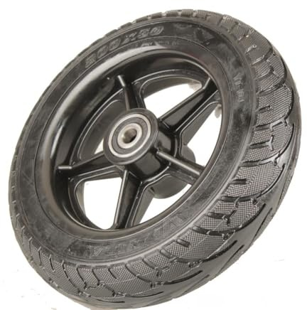 Roue avant de trottinette électrique 200 x 50 avec moyeu en plastique, alésage de 10 mm, sans entretien, noir