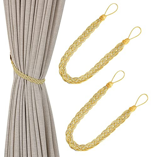 Hand Knitting Curtains Tied Rope Simple Type Curtain Tie Backs and Accessories (Yellow)