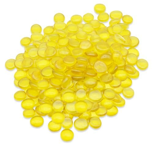 ARSUK Decorative Glass Pebbles for Aquariums, Vases & Plant Pots – Polished Stones for Home & Garden Décor – Non-Toxic & Safe (0.955Kg, Yellow Pebbles)