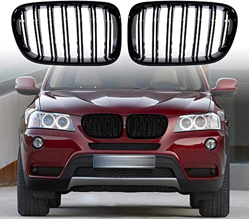 Gangying F25 Calandre Noir bmw X3 Calandre avant pour BMW Série X3 X4 F25 F26 2010–2013 ABS Noir Brillant Double Latte