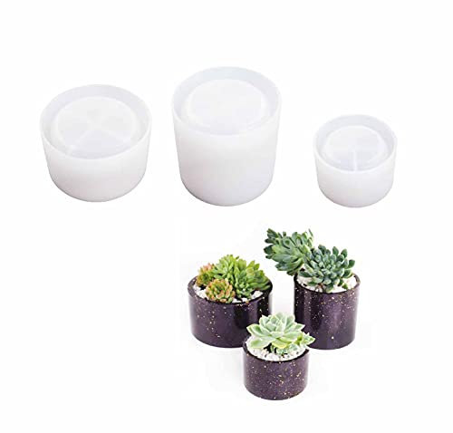 Yalulu 3 Stück Blumentopf Silikonform, Silikon Blumentopf Schimmel, Garten Pflanzer Topfform Silikon-Form, 3D Sukkulente Blumentopf Harz Resin Casting Formen für Vase, Kunsthandwerk