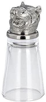 H.Bauer jun. Edelstahl Zylinder Schnapsglas 4 cl ohne Henkel - ausgefallenes Shotglas mit Jagdmotiv Löwe Ø 4.5 cm - individueller Stamper mit Fuß - Highlight zu jeder Party, Feier oder an der Bar