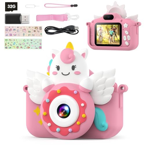 TIATUA Macchina Fotografica Bambini, 1080p, Ricaricabile Fotocamera Digitale con Scheda SD 32GB & 2.0 Pollici Schermo, Regalo Giocattolo di Natale &Compleanno per Ragazze 3-10 Anni (S3)