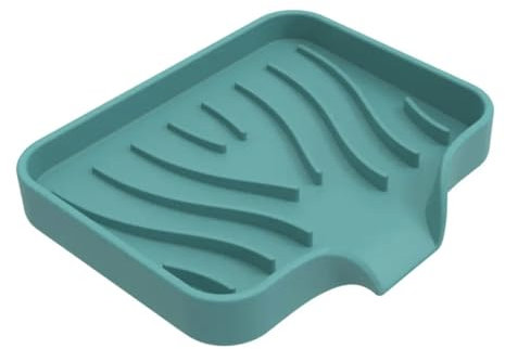 Boîte à Savon en Silicone avec égouttoir antidérapant - Porte-Savon avec évacuation d'eau - Porte-Savon pour Salle de Bain et Cuisine - Facile à Nettoyer - Vert